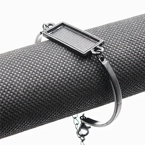 Fit 10x25 мм винтажный металлический прямоугольник пустая Установка ободок браслет из кабошона прямоугольная основа для DIY браслет 5 нитей/лот K05376 - Цвет: Black