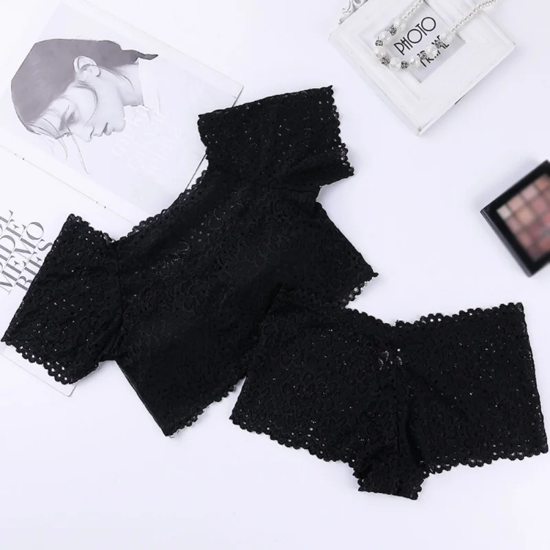 Женский комплект нижнего белья, сексуальный, с открытыми плечами, с высокой эластичностью, кружевной, женский жилет, комплект нижнего белья, с коротким рукавом, жилет, наборы боксеров