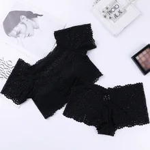 Женский комплект нижнего белья, сексуальный, с открытыми плечами, с высокой эластичностью, кружевной, женский жилет, комплект нижнего белья, с коротким рукавом, жилет, наборы боксеров