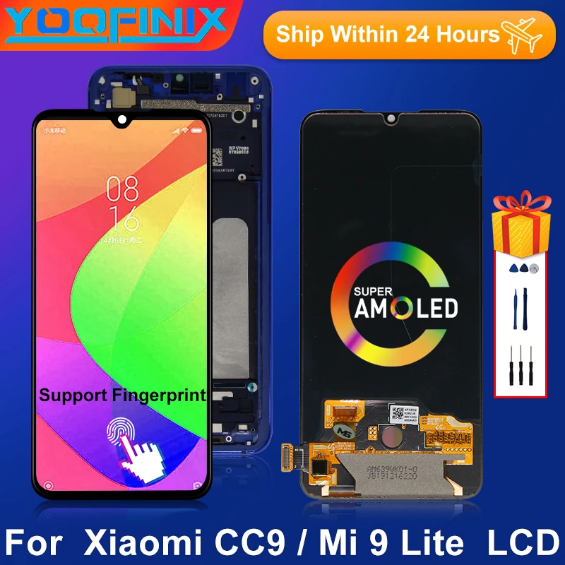 ЖК-дисплей 6 39 дюйма Super AMOLED для Xiaomi MI 9 Lite Mi CC9 сенсорный ЖК-экран M1904F3BG запасные