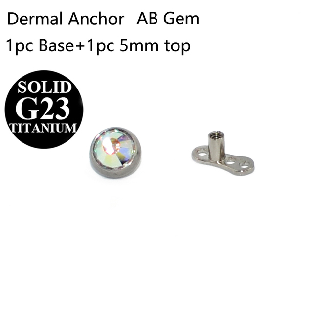 G23 Titanium Micro Dermal Anchor Skin Diver Flat CZ Gem Fashion Dermal Piercings Surface Piercing Stud Body Piercing Jewelry