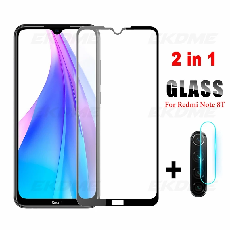 Закаленное стекло 2 в 1 для Xiaomi Redmi 8 8A Note 8T Pro note 8t 7 pro полноэкранное + объектива