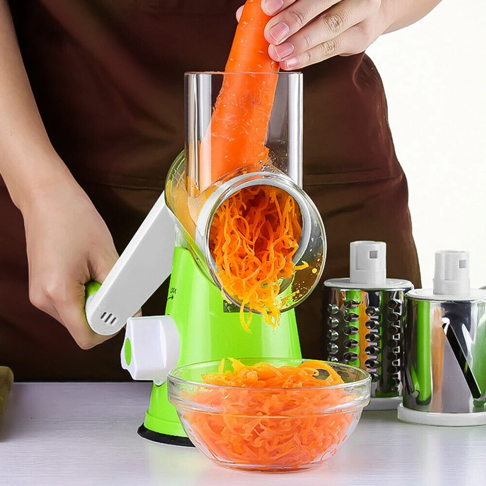 3 In 1 Manual Vegetable Slicer Potato Chopper Rotary Cheese Grater Veg –  CRAFTYCART