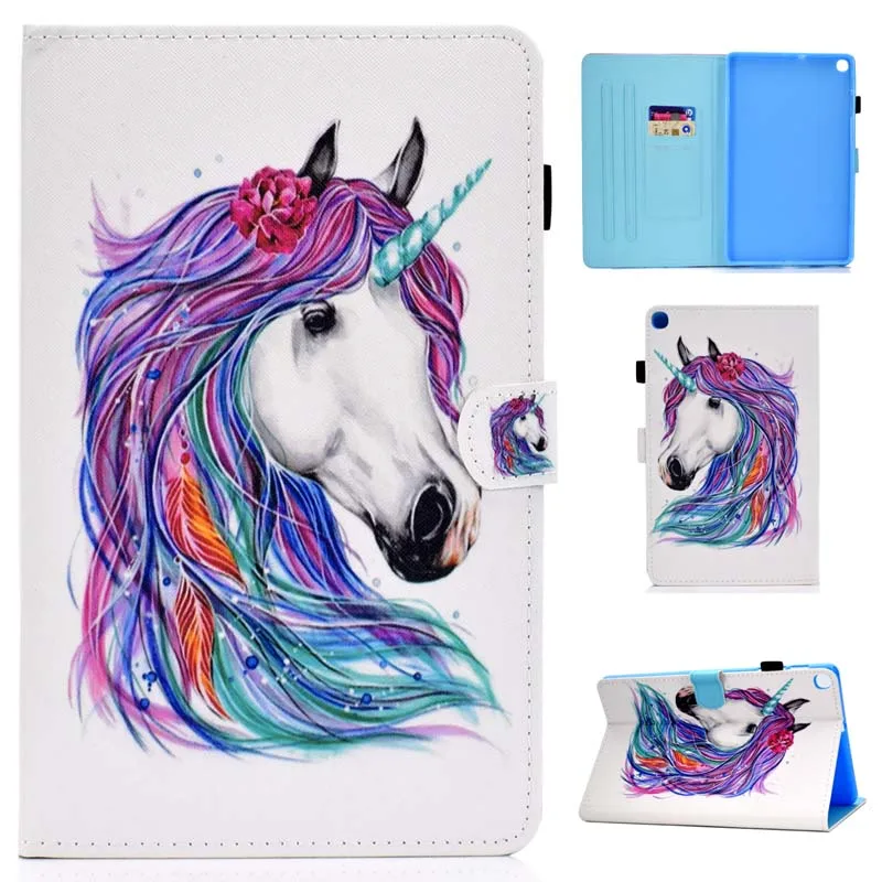 T510 T515 флип-стенд Funda Чехол Кожаный Футляр чехол для Samsung Galaxy Tab A 10,1 SM-T510 SM-T515 оболочка+ пленка+ ручка - Цвет: CASE
