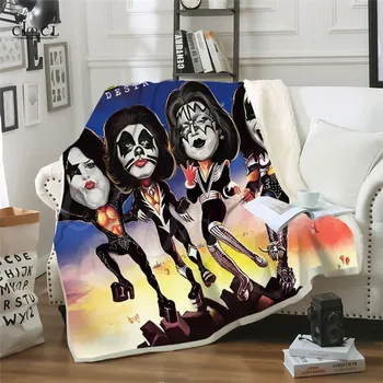 

Heavy Metal Band KISS Fluffy Blanket Blanket 3D Print Winter Warm Plush Blanket Bed Travel Decorative Sofa Two-layer Soft Quilt
