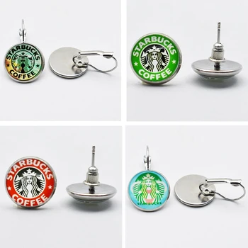 

5Pair Silver Glass Time Gems Earrings Jewelry Handmade Stud Coffee Earring For Woman Girls Gift Jewelry