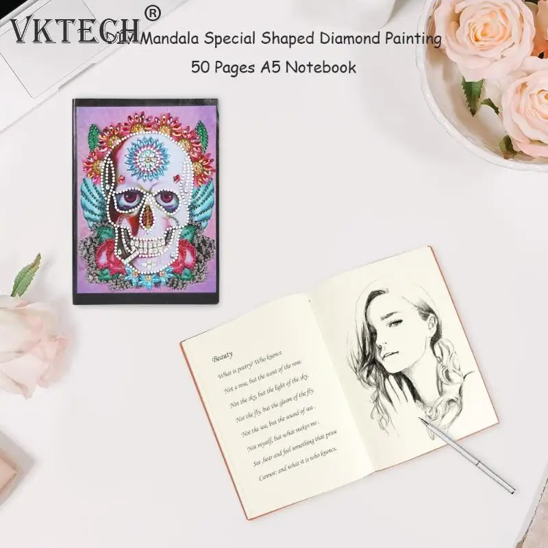 DIY Череп алмаз особенной формы альбом для рисования 50 страниц A5 блокнот Sketchbook Алмазная вышивка крестиком ремесло подарок