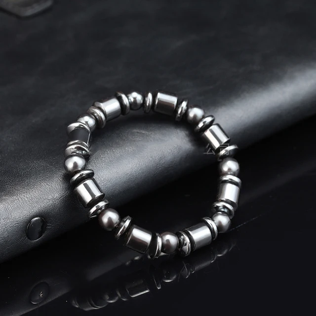 Fashion Energy Hematite Magnetic Bracelets Men Nature Silver color Hematite Charm Bracelets for Women High Polish Energy Jewelry Mens Bracelets