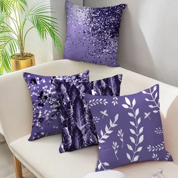 

Fuwatacchi Purple Geometric Cushion Cover Triangle Flower Cell Pillow Cover for Home Sofa Chair Decorative Pillow Cases 45x45cm
