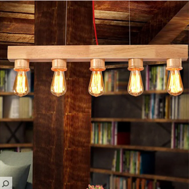 

wood pendant lights ac110v/220v e27 lamp hanging light fixture edison bulb for restaurant/bar luminaire home decoration lamparas