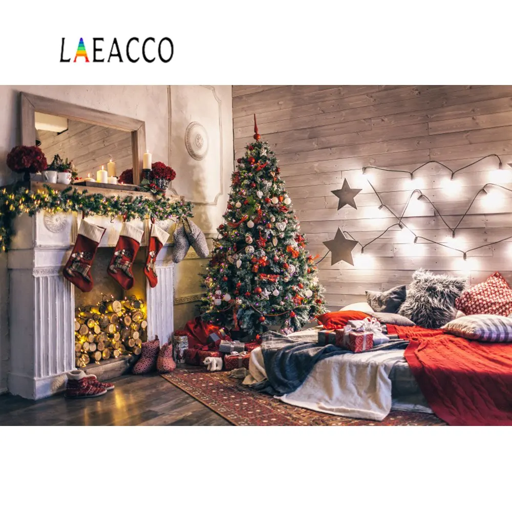 Laeacco фоны для фотосъемки Рождество ребенок Boudoir камин дерево безделушка подарок