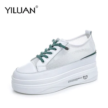 

Yiluan Small White Shoes Increased Hollow 2020 New Mesh Shoes Women Summer Section Breathable Student Casual Shoes Platform