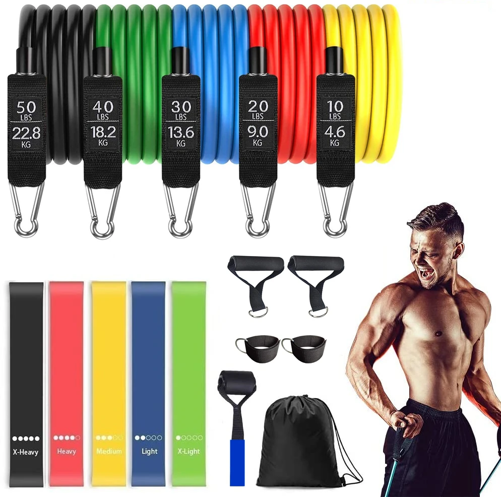 

11Pcs Resistance Bands Set Expander Yoga Exercise Fitness Rubber Tubes Band Stretch Training Home Gyms Workout Elastic Pull Rope