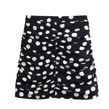 Женская мини-юбка, весна, новая мода, узор в горошек, сексуальные женские юбки выше колена