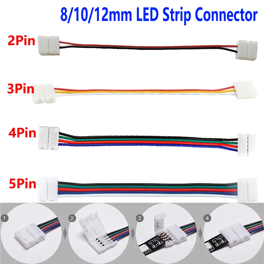 5 100 шт. 2/3/4/5 Pin Светодиодные ленты Разъем для 8 мм 10 12 3528 5050 5630 RGB/RGBW IP20 не в комплект