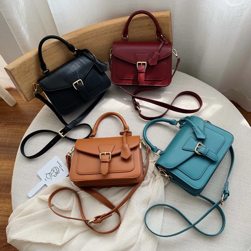 

Autumn New Style WOMEN'S Bag 2019 Korean-style Postman Square Sling Bag Solid Color Europe And America Oblique Bag Portable Shou