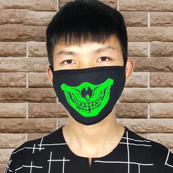 

Unisex Mouth Mask Solid Black Fluorescent Face Cover Half Cute Breathable Warm Cotton Windproof Anti-Dust Luminous Masks