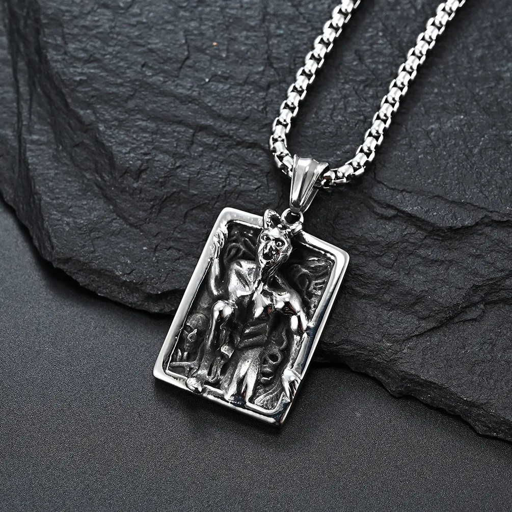

Personality Gothic Demon Ghost Pendant Motorcycle Party Punk Satan Ram Head Skull Pendant for Men Women Hip Hop Jewelry