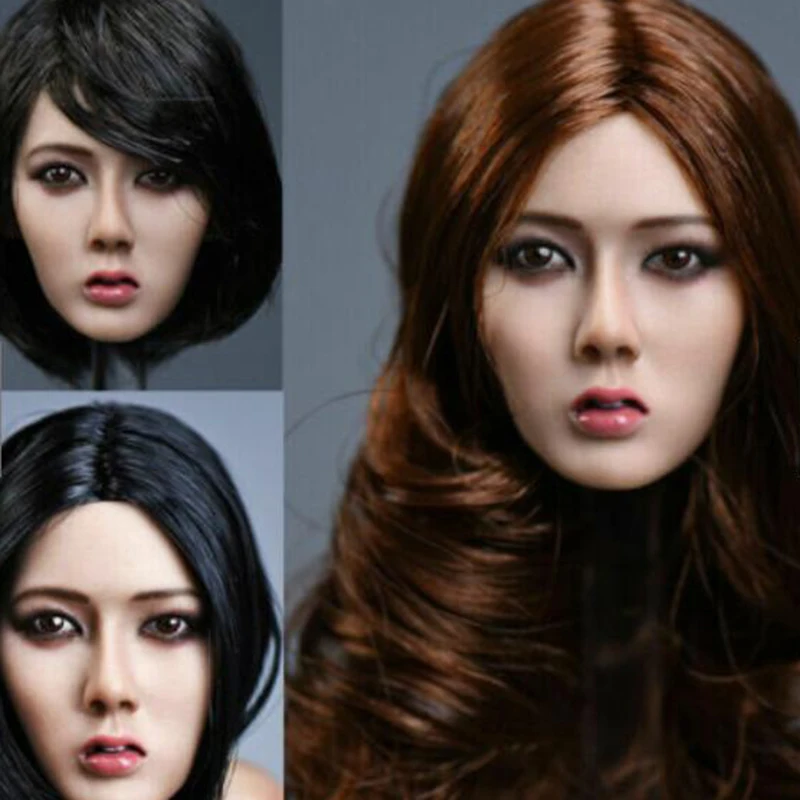 YMTOYS 1:6 Scale Asia Female women Head Sculpt Short Black Hair Xiu Head Model 