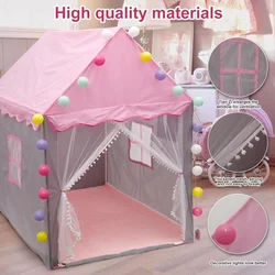 Tienda de juegos de Castillo de princesa, casa de juegos de hadas de gran espacio, con cuerda de luz y almohadilla para leer, tienda de juegos relajante, regalo para niños