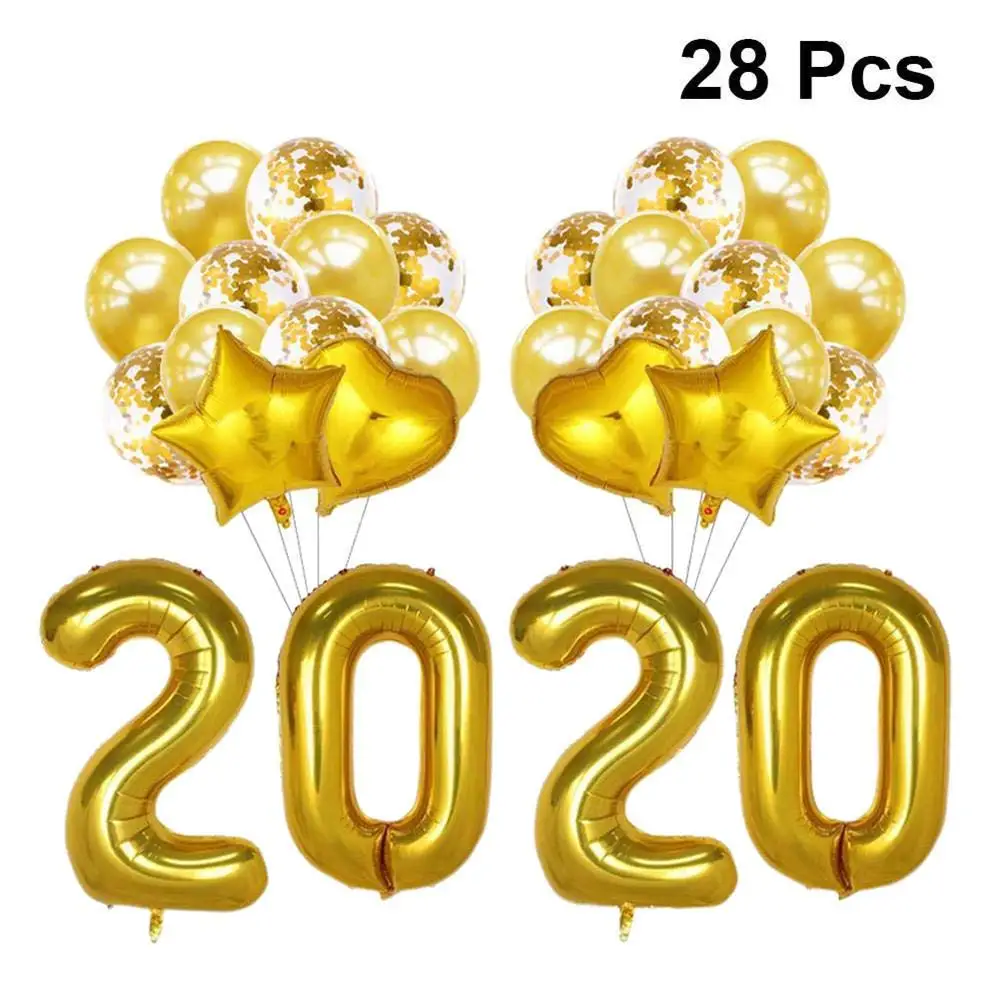 

METABLE 28PCS 12 Inch Balloons for 2020 New Year Party Christmas Decoration Gold Confetti Balloons Party Decoration Graduation