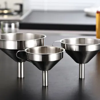 

New Stainless Steel Funnel Wine Leaking Oil Cone Funnel Filter Detachable Wide Mouth Funnel Kitchen Gadget