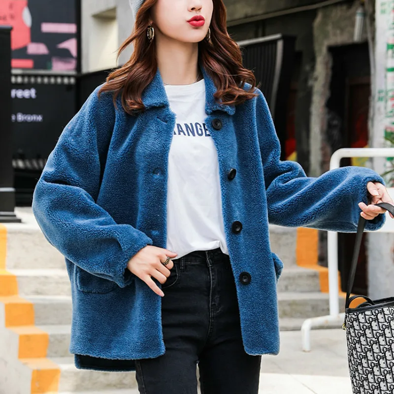 

Real Fur Coat Female Wool Jacket Autumn Winter Coat Women Clothes 2020 Korean Vintage Sheep Shearling Fur Short Tops ZT4359