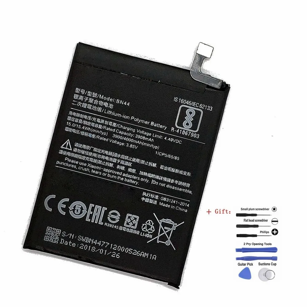 

battery 4000mAh High Capacity Polymer Replacement Strong Endurance Battery BN44 For Xiaomi Redmi 5 Plus