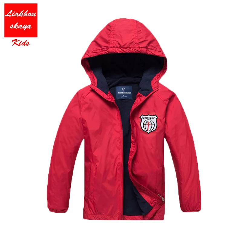 Г. Модная брендовая детская флисовая куртка для мальчиков и девочек детское пальто водонепроницаемые ветровки с капюшоном, куртки для мальчиков От 4 до 15 лет, весна-осень - Цвет: Red