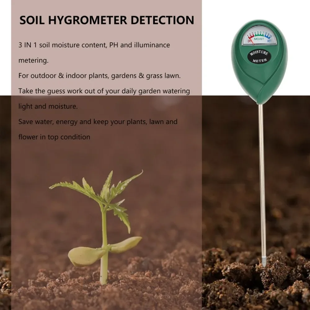 3 в 1 светильник для почвенной воды, измеритель влажности, тест er, цифровой анализатор, тестовый детектор для садовых растений, гидропоники, садовые инструменты