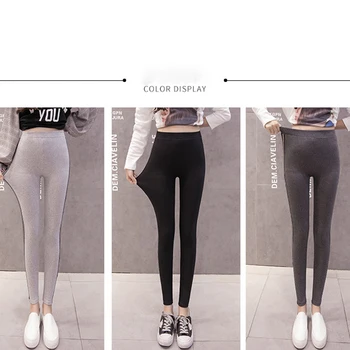 

2019 Autumn Cotton Velvet Leggings Plus Fertilizer to Increase Large Size Trousers Letter Knit Elastic Nine Pants