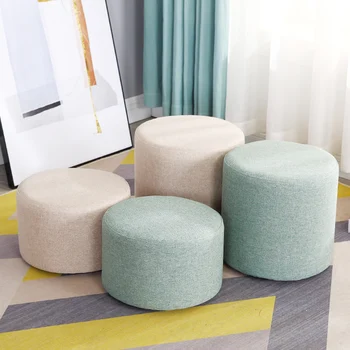 

Cloth Stool Household Wooden Round Stool Fashionable Living Room Sofa Creative Pier Solid Wood Bench Household Office Furniture