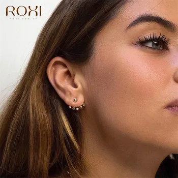 

ROXI Trendy Simple Beads Glossy Ball Stud Earrings for Women Unique Design 925 Sterling Silver Earrings Brincos Pendientes Gifts