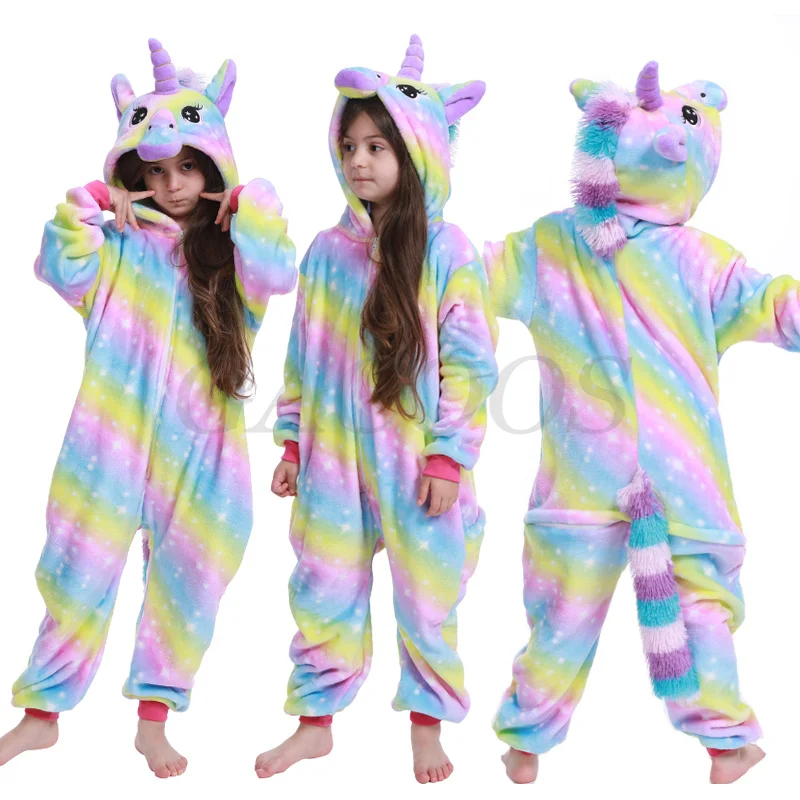 Kigurumi Women Unicorn Onesies Costumes Unisex Winter Panda Jumpsuit Kids Nightwear Anime Adults Flannel Sleepwear Men Pajamas