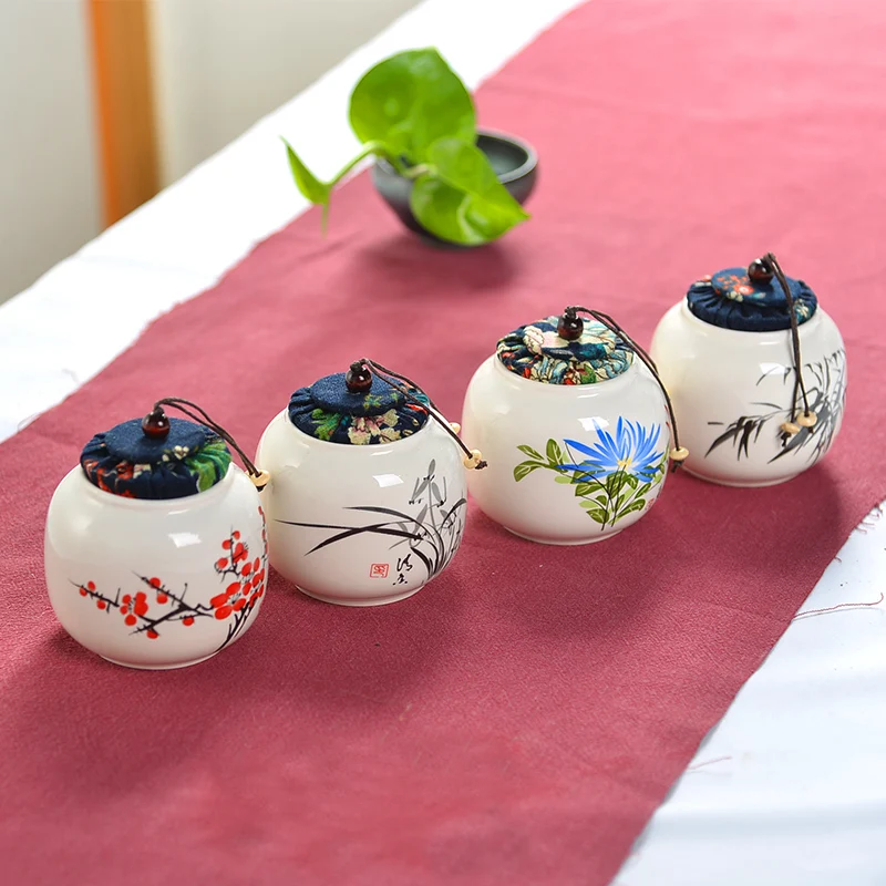 

Ceramic Jar Hotel Tea Cans Home Decor Cans Herb Jar Tea Storage Cans Seal Cans Scented Tea Tank Small Size Tank Chinese Elements
