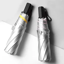 Ручной зонтик от дождя женский титановый Серебряный Анти УФ зонтик 8 ребер портативный трехскладной Карманный Зонт для мужчин UPF50