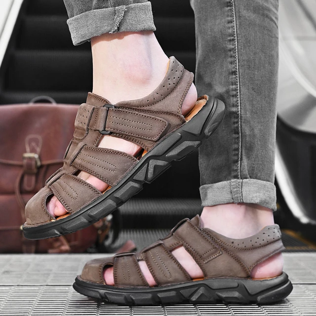 Men's leather sandals  Mens sandals fashion, Mens leather sandals, Genuine  leather sandals