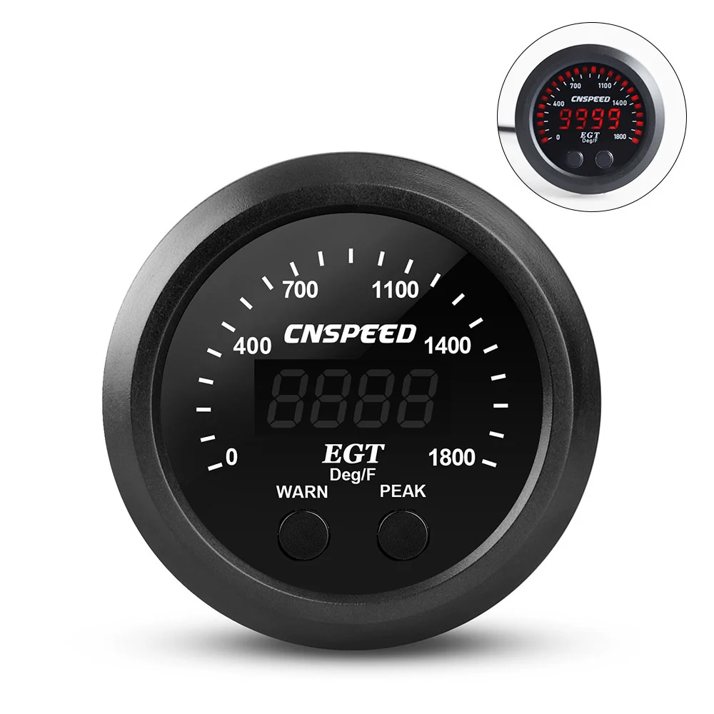52mm/2inch 0-1800F Digital Exhaust Gas Temperature Egt Gauge Sensor Electronic Exhaust Gas Temp Meter Ultra-Thin Round digital thermometer car gauge exhaust temperature sensor