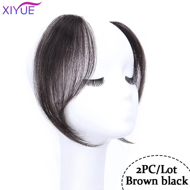 Black/Light Brown Clip In Hair Bangs Hairpiece Accessories Synthetic Fake Bangs Clip In Hair Extensions Clip In Hair Pieces ZH-08