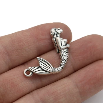 

JAKONGO Mermaid Charm Pendants for Jewelry Making Bracelet DIY Accessories 35x18mm 10pcs