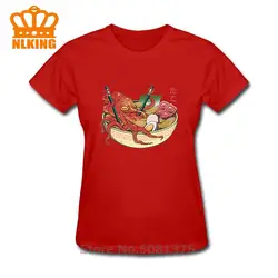 Женская одежда Cthulhu tako ramen octopus футболки Японская еда рамен чаша Футболка 100% хлопок Летние повседневные женские топы футболки
