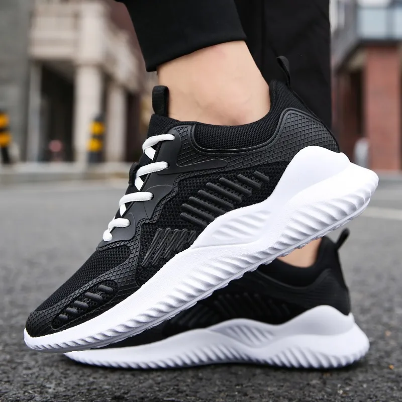 Кроссовки для бега мужские сетчатые кроссовки дышащие zapatillas hombre пара Фитнес Белые мужские спортивные кроссовки уличная спортивная обувь