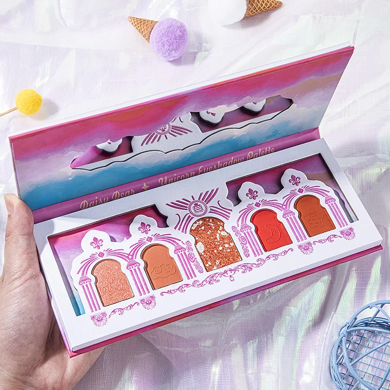 Тени для век INS Super Fire пятицветные радужные тени в виде единорога компактные