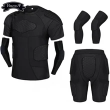 Утолщенные компрессионные аварийные шорты с коротким рукавом, костюм для футбола, баскетбола, катания на коньках, регби, локтя, наколенники для талии, защитный костюм, комплект Утолщенные компрессионные аварийные шорты с коротким рукавом, костюм для футбола, баскетбола, катания на коньках, регби, локтя, наколенники для талии, защитный костюм, комплект