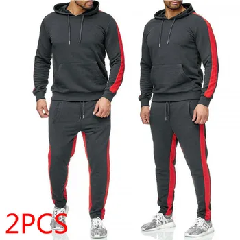 

Black Men's Sets Plus Size Tracksuit Men Clothes Red Two Piece Sports Hoodies Sweatpants Set For Males Casual Slim Fit Winter