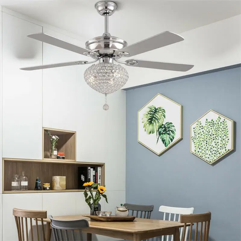 52 Inch LED Crystal Ceiling Fan Lamp 