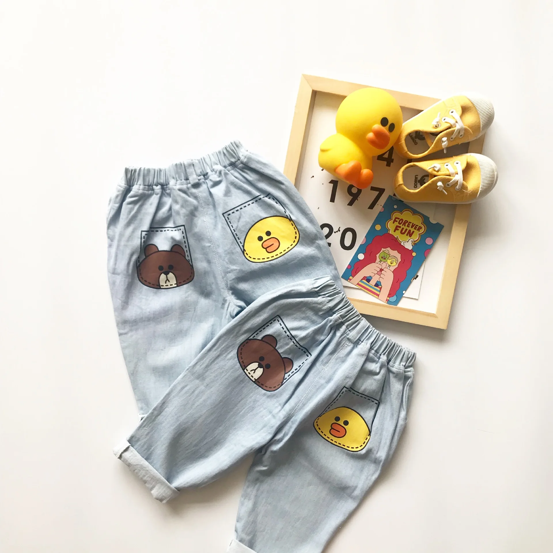 Tonytaobaby/Новая Осенняя детская одежда для мальчиков и девочек милые хлопковые шаровары с героями мультфильмов, детские брюки для мальчиков, штаны для малышей