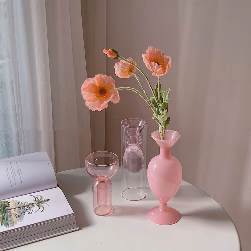 

Glass Vases Nordic Decoration Home Anti-ceramic Terrarium Flower Vase Rattan-like Unbreakable living room Home Nordic Decoration