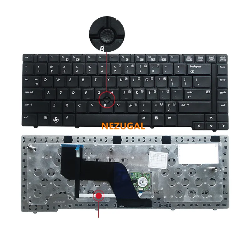 Английская клавиатура для ноутбука HP Elitebook 8440P 8440W 8440 US черная с точечной палочкой