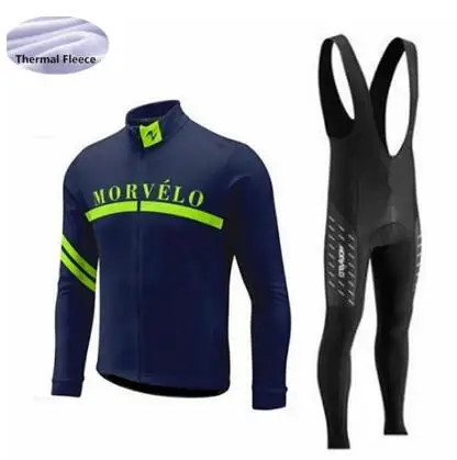 Зимний теплый флисовый комплект, одежда для велоспорта MORVELO, Мужской трикотажный костюм, спортивная одежда для езды на велосипеде, MTB, комбинезон, теплые комплекты - Цвет: 2